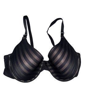 Maidenform Women's Black Striped T-Shirt Bra 40D Lightly Lined Underwire